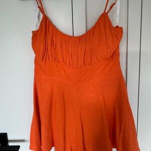 Orange Sleeveless Women's Romper